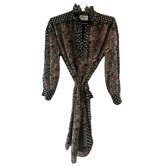 ANTIK BATIK Balyna ruffle-trimmed printed silk-chiffon dress New Size 8 - Picture 4 of 8